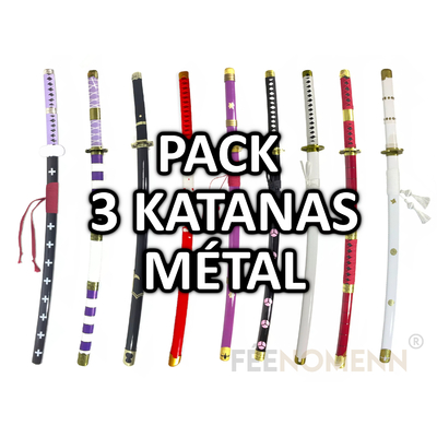 Pack 3 Katanas Métal ONE PIECE (modèles au choix)