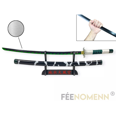 Katana DEMON SLAYER - SANEMI SHINAZUGAWA - Lame Métal (NON COUPANTE) - SUPPORT JAPONAIS INCLUS