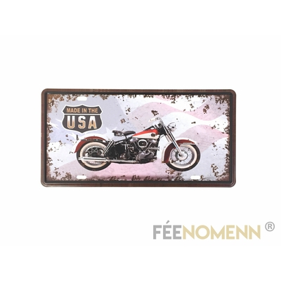 Plaque Métal Immatriculation Vintage - Moto Harley Made In USA (15x30cm)