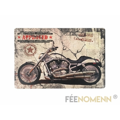 Plaque Métal Déco Vintage -  Harley Moto Approved (20x30cm)