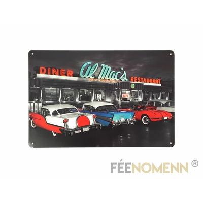 Plaque Métal Déco Vintage -  Al Mac's Diner (20x30cm)