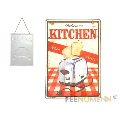 Plaque Métal Déco Vintage - EFFET RELIEF - Cuisine Kitchen Grille-Pain (30x40cm)