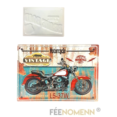 Plaque Métal Déco Vintage - EFFET RELIEF - Moto Harley (30x40cm)