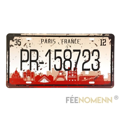 Plaque Métal Immatriculation Vintage - Paris France (15x30cm)