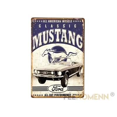 Plaque Métal Déco Vintage - Pub Ford Mustang Convertible 1960 - American Muscle Classic (20x30cm)