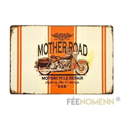 Plaque Métal Déco Vintage - Harley Mother Road Route 66 - Motorcycle Repair (20x30cm)