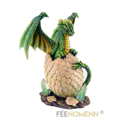 Statuette Oeuf de Dragon Vert (H22 x L16cm)