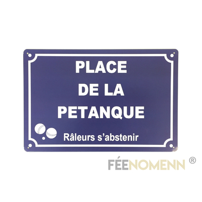 Plaque Métal Déco Vintage - Place de la Pétanque - Panneau Rue - Humour (20x30cm)