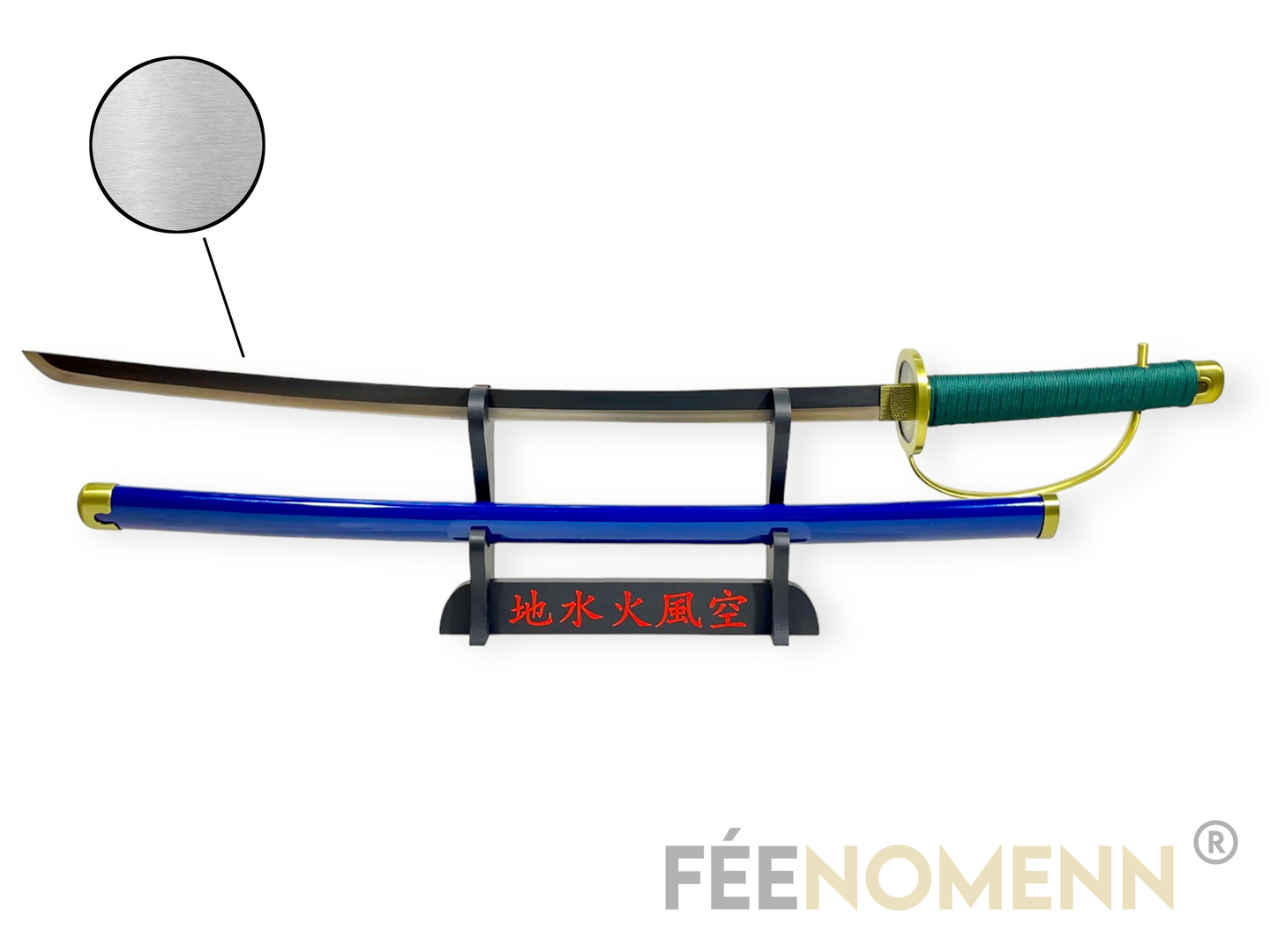 Epée Katana ONE PIECE Shanks Lame Métal (SUPPORT JAPONAIS INCLUS