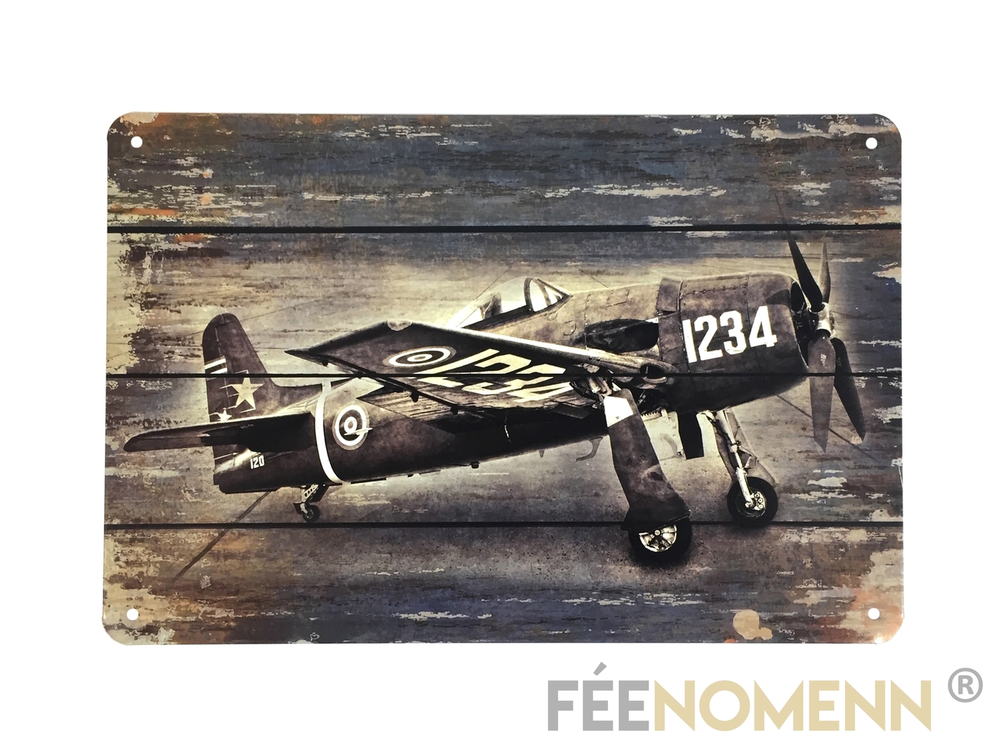 PLAQUE METAL AVION DE CHASSE MILITAIRE 30 X 20 CM