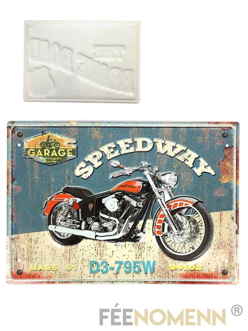 Plaque Tôle émaillée Honda 30 Cm - Déco Garage, Atelier, Moto, Style Nostalgique
