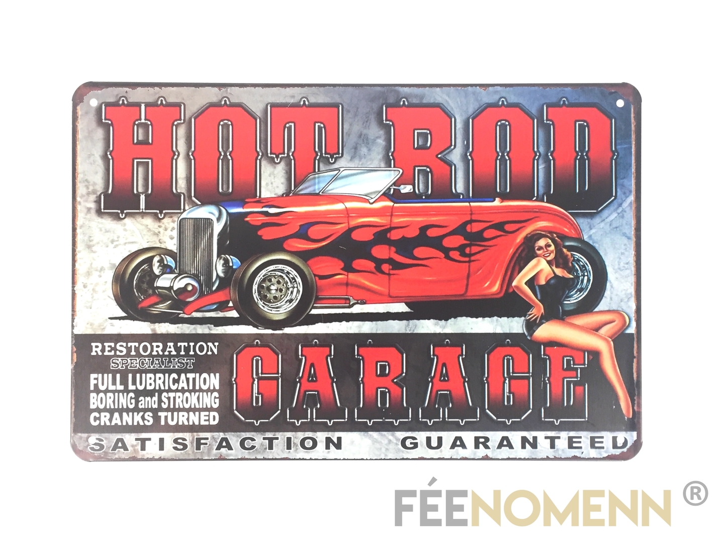 Plaque Métal Déco Vintage Garage Voiture Hot Rod Restoration Pin Up 20x30cm DÉco 