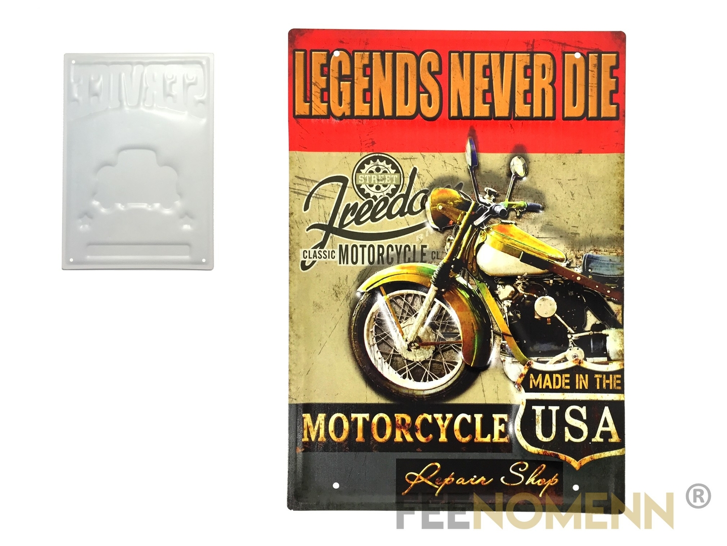 Plaque Métal Déco Vintage Effet Relief Harley Legends Never Die Freedom Made In Usa 30x40cm 