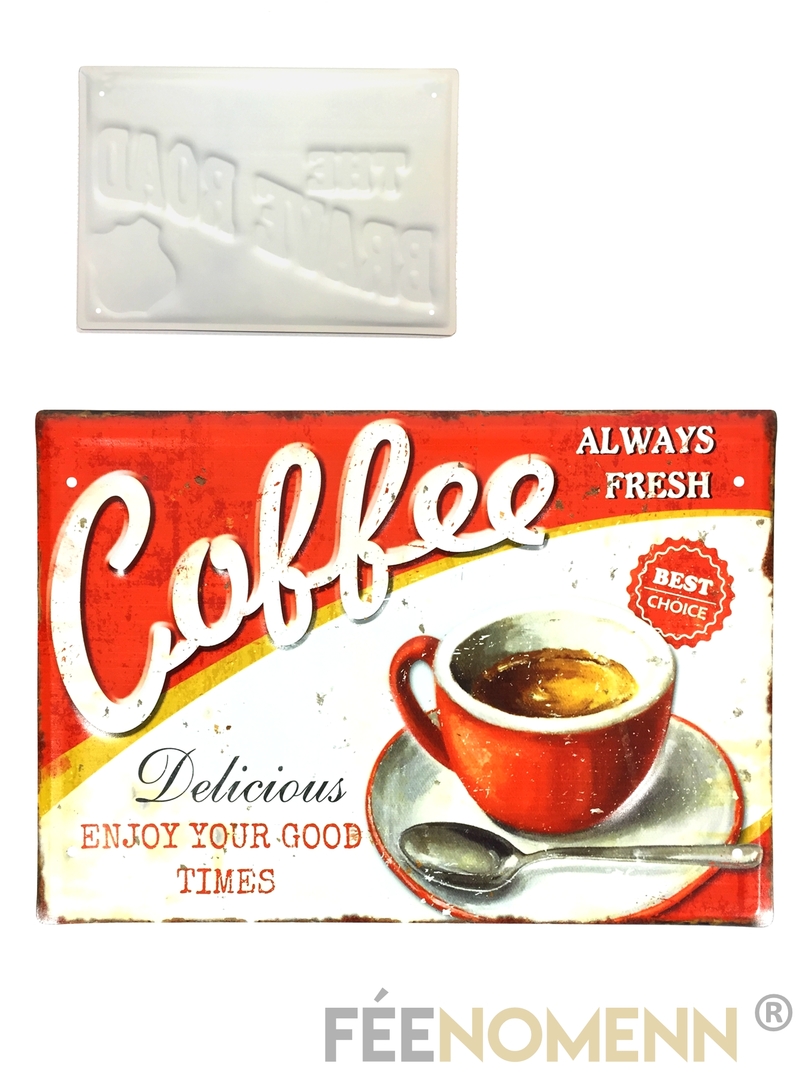 Plaque émaillée Métal – Café Mohren Kaffee Almohr – 30x20 Cm – Relief