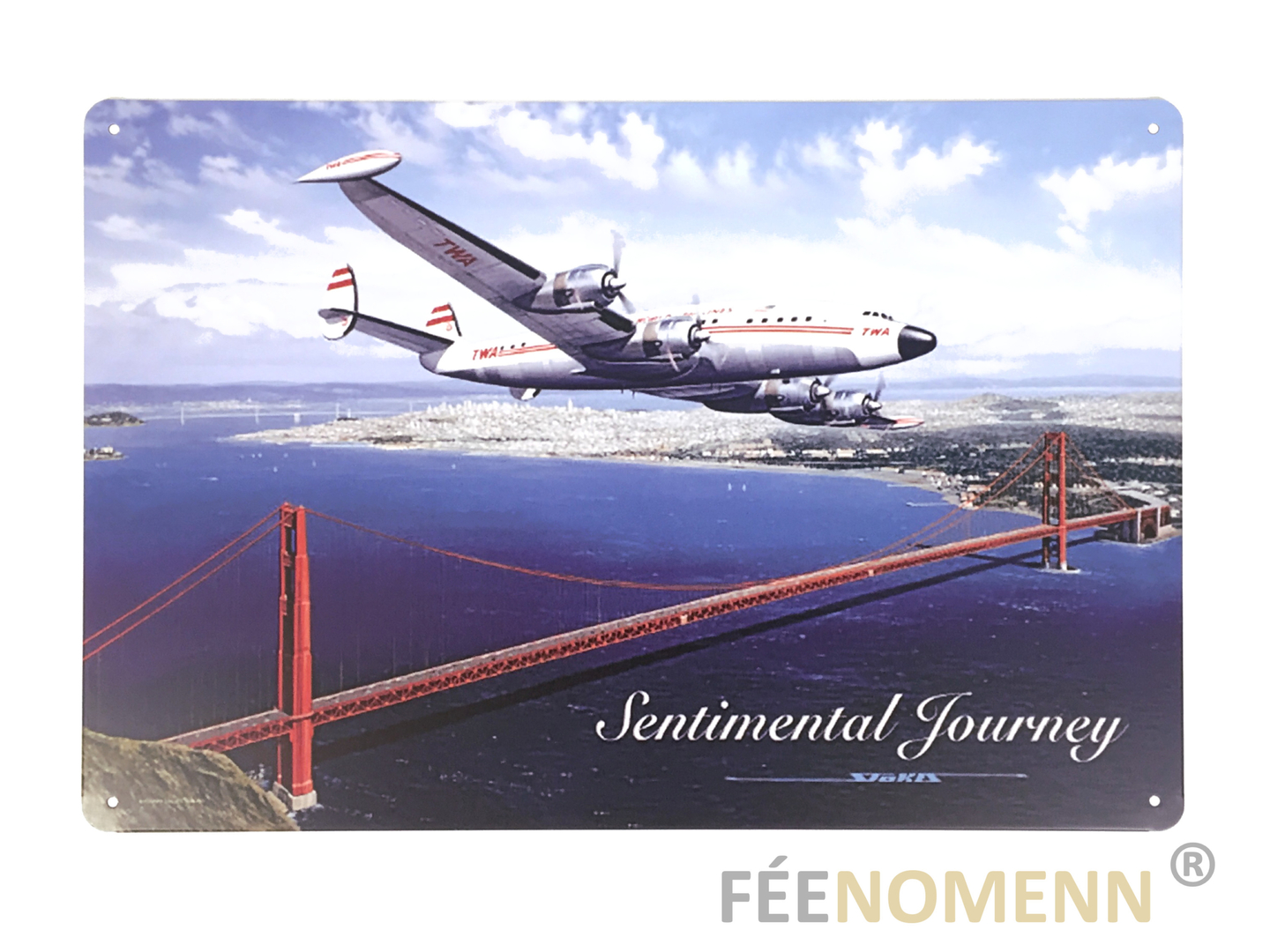 Plaque Métal Déco Vintage Avion Golden Gate Bridge San Francisco 20x30cm DÉco 