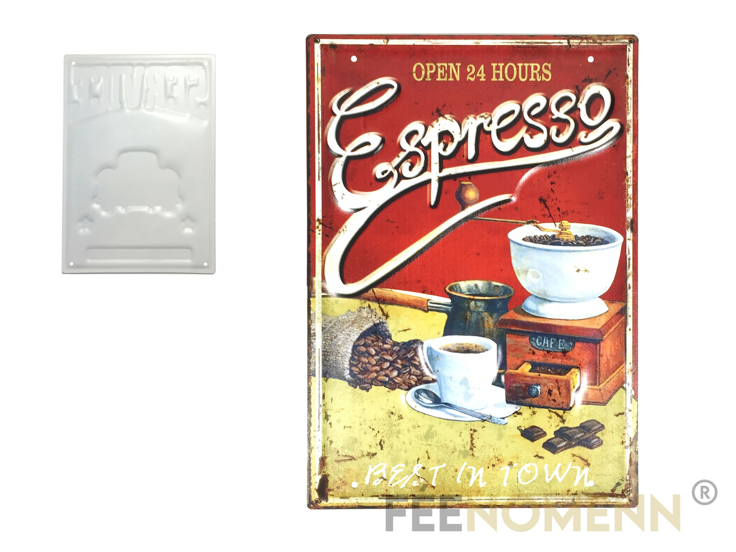 Plaque Murale Vintage étain – Café – 30x20 Cm – Déco Rétro