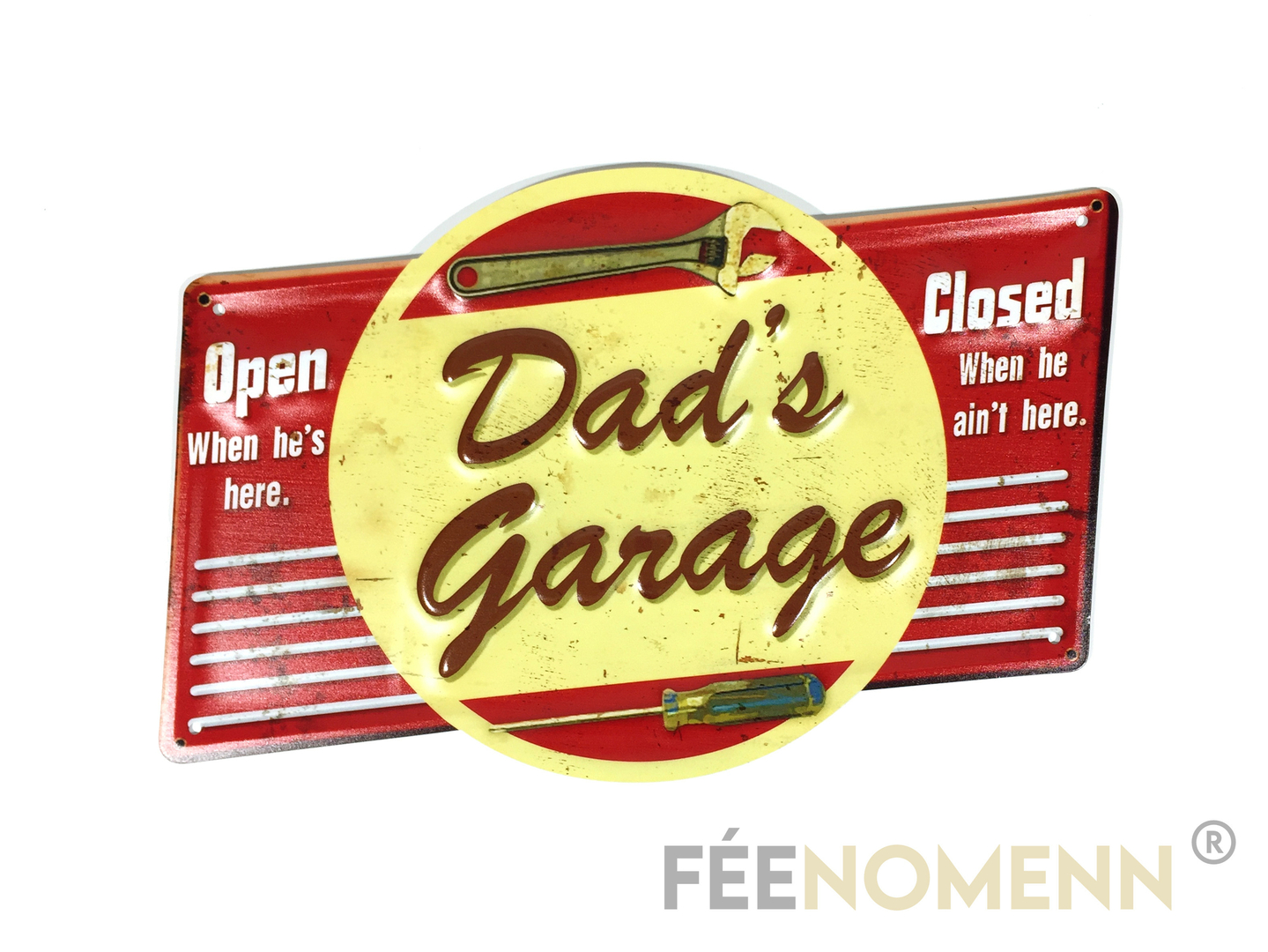 Plaque Métal Déco Vintage Effet Relief Dads Garage Open And Closed 28x40cm DÉco 