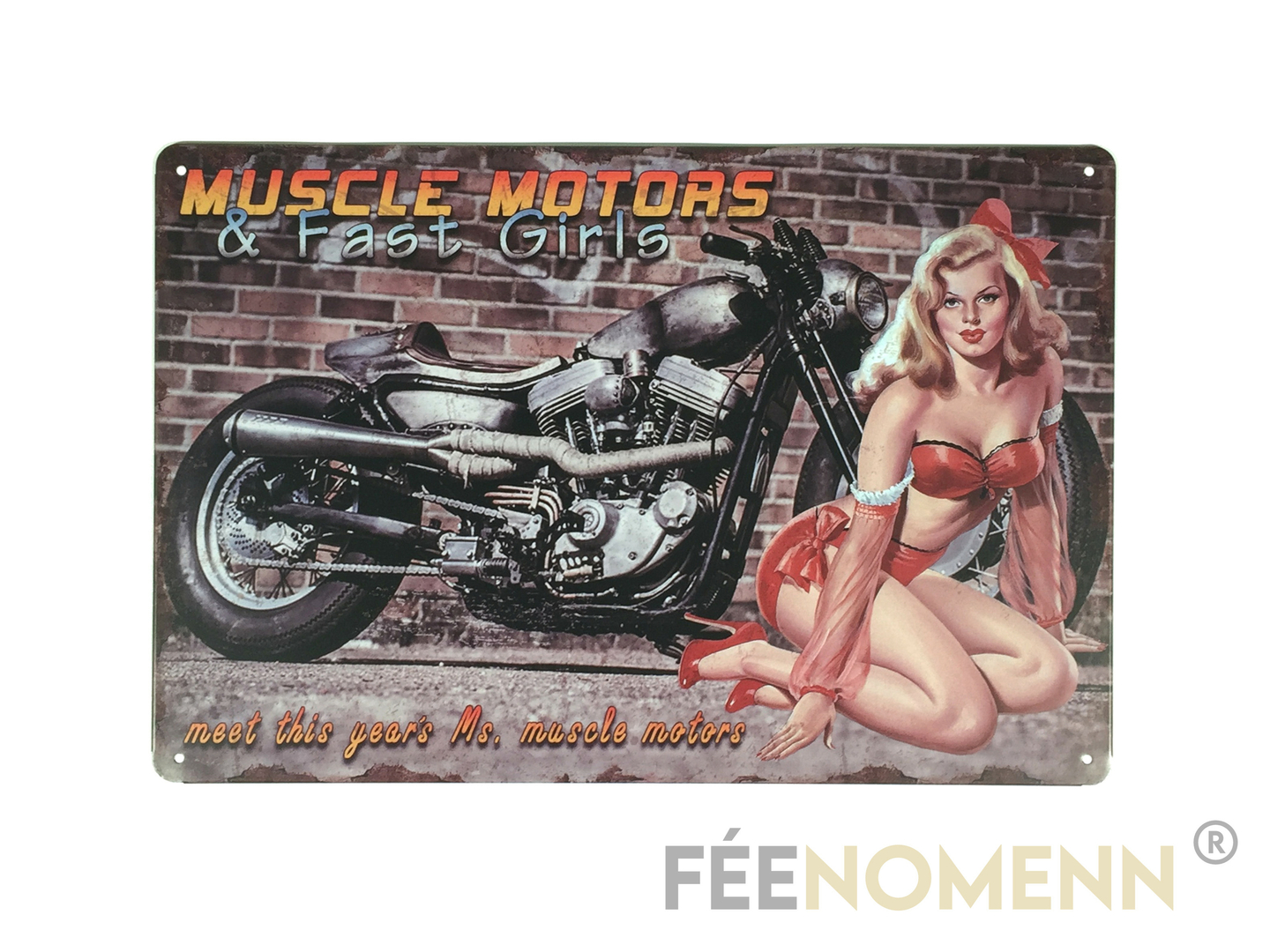 Plaque Métal Déco Vintage Moto Harley Muscle Motors And Fast Girls 20x30cm DÉco 