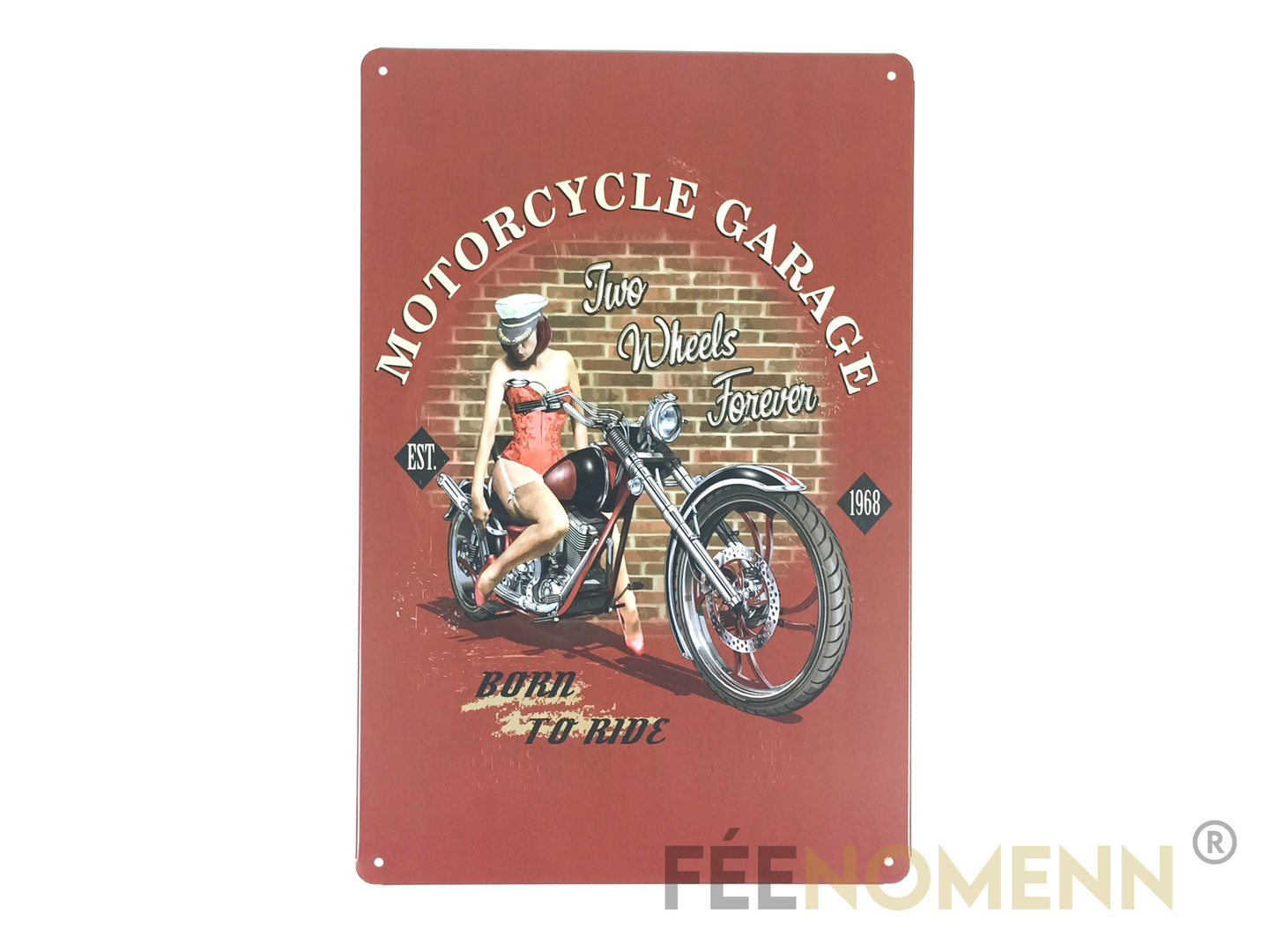Plaque Métal Déco Vintage Moto Harley Pin Up Motorcycle Garage Brique 20x30cm DÉco 