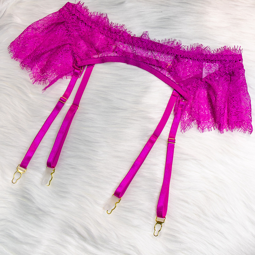 Wholesale-HotPink-Sexy-Lace-Bra-and-Panties-Set-with-Feather-Details-Waist-Details
