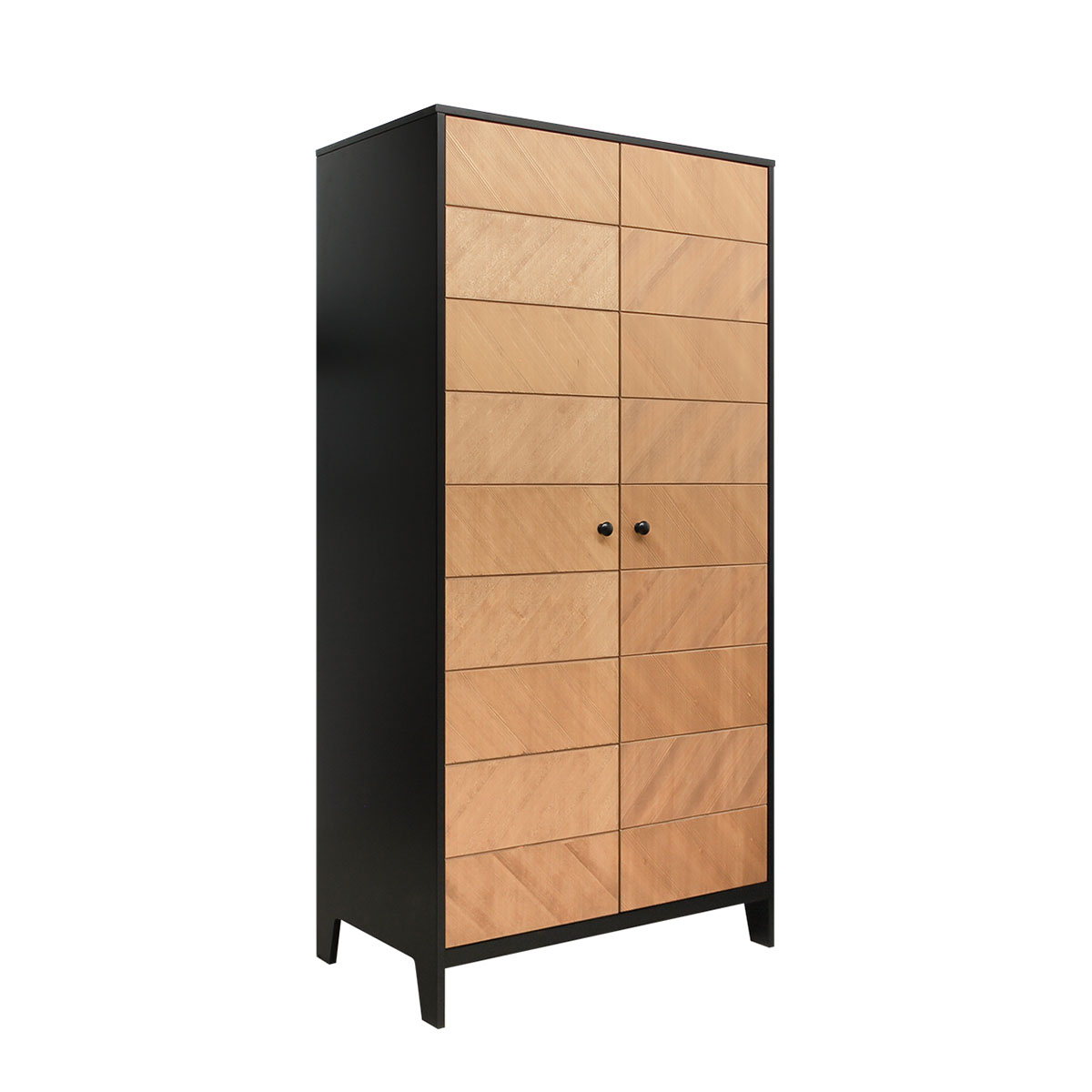 Armoire 2 portes Bopita Job - Noir et bois naturel - Rangements