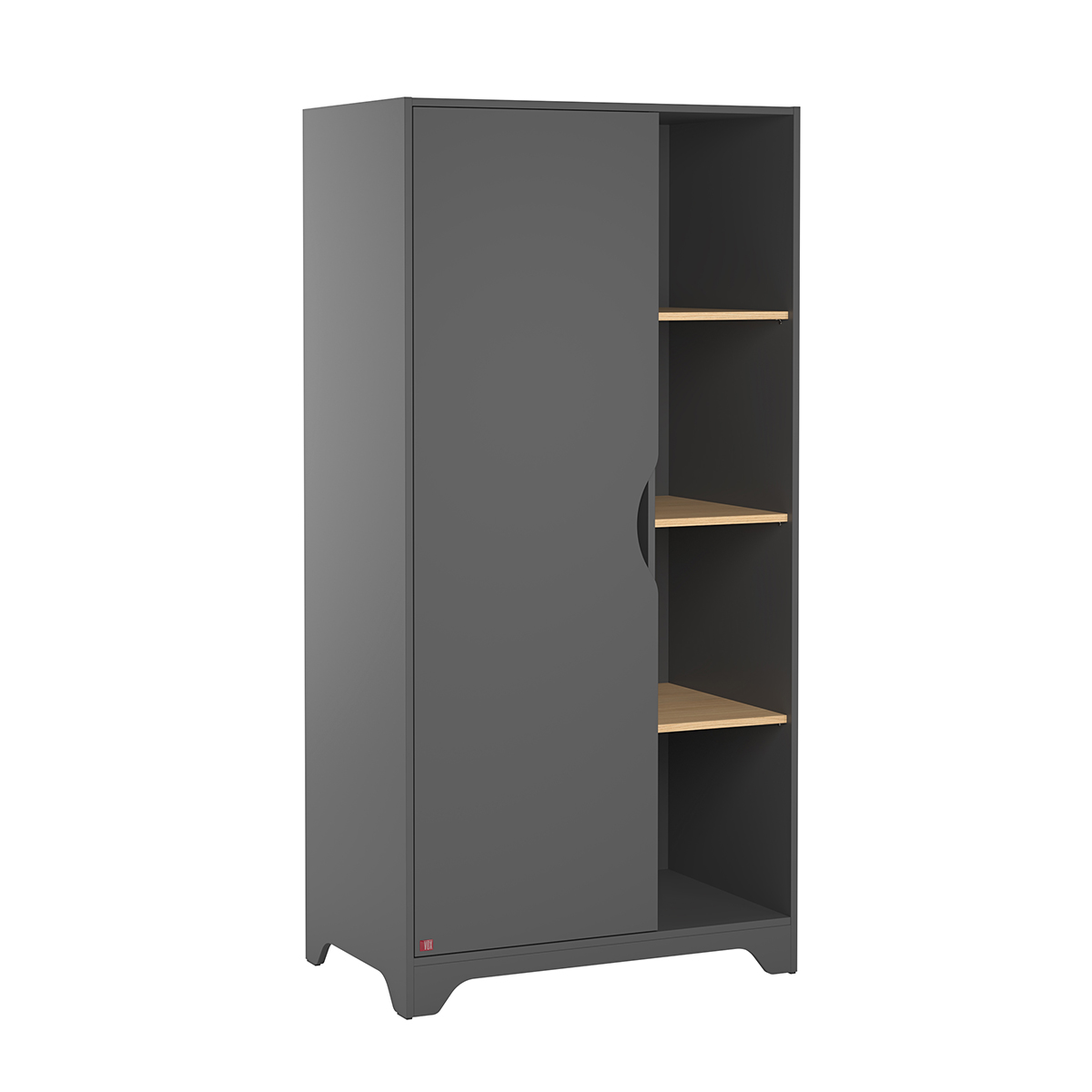 Armoire 1 porte Vox Leaf - Gris et bois