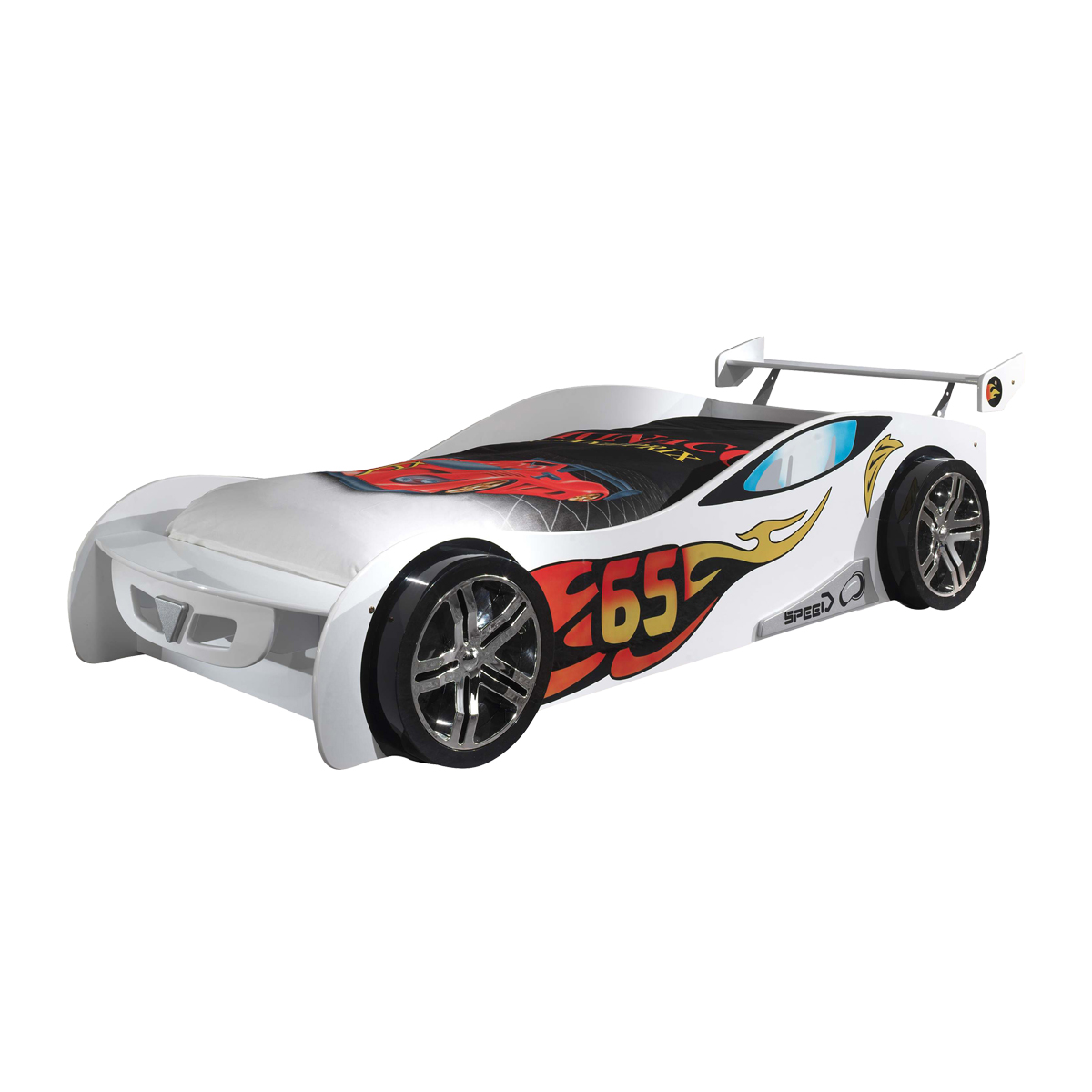 Lit 90x200 Le Mans Sommier inclus Vipack Car beds - Blanc