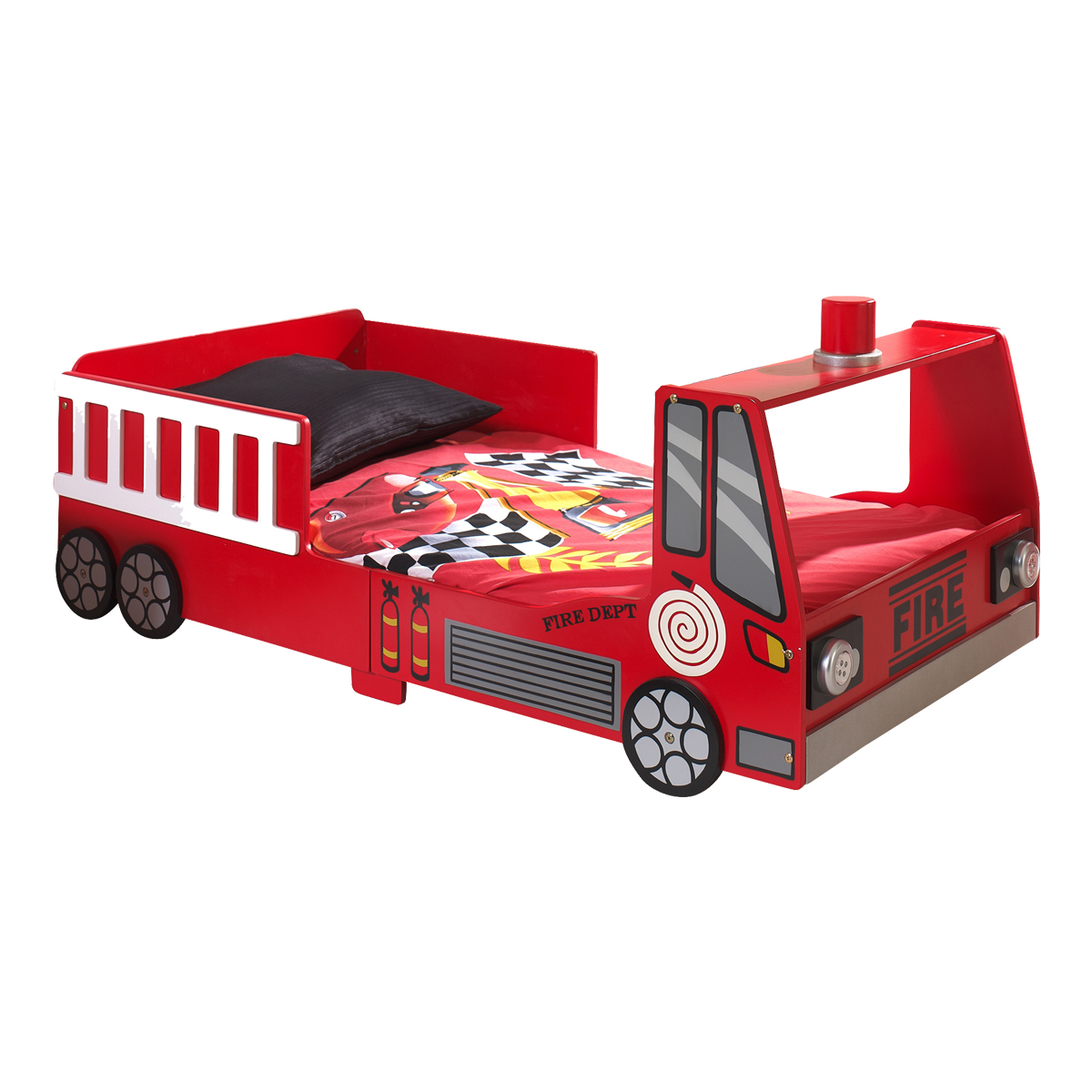 Lit 70x140 Camion pompier Sommier inclus Vipack Car beds - Rouge