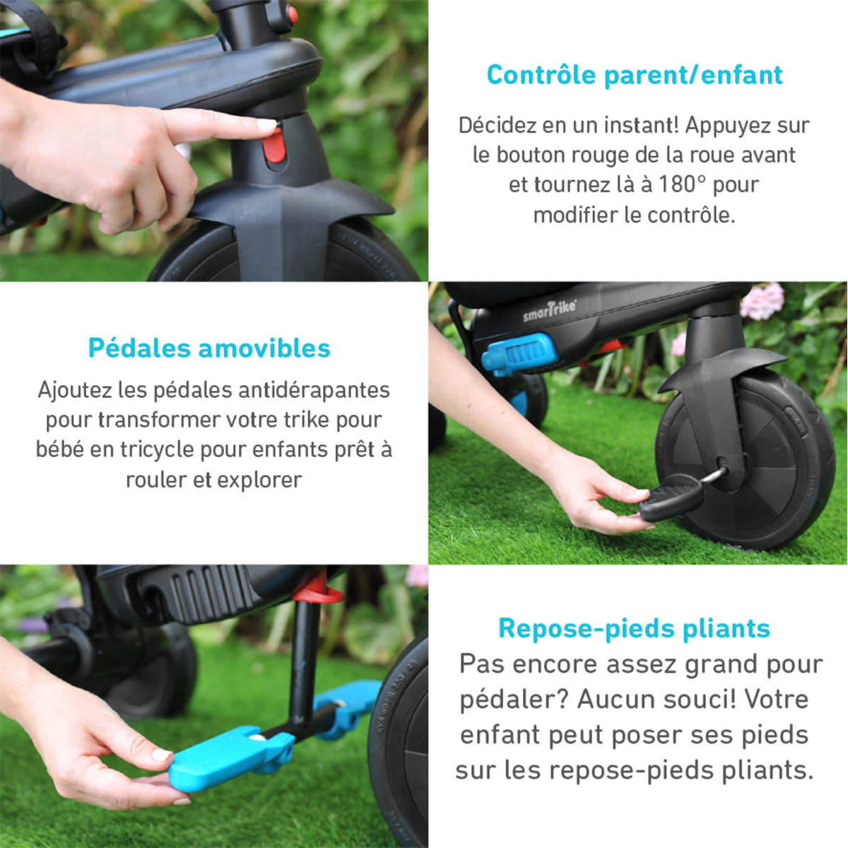 Tricycle Smartrike pliable évolutif 6en1 SmarTfold 400S Bleu