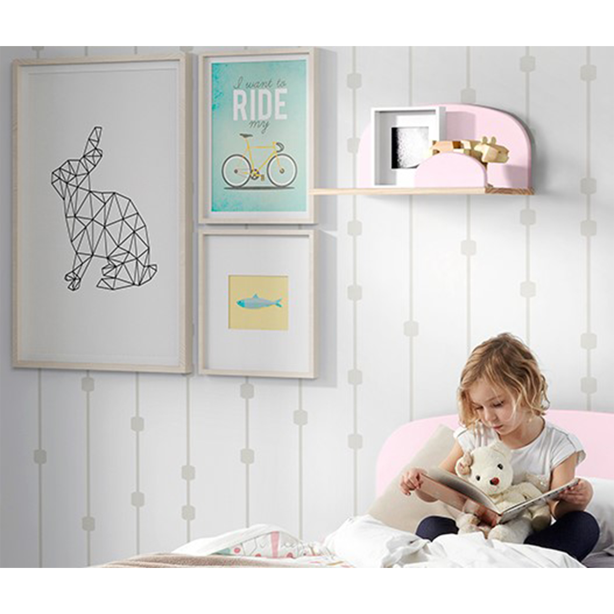 Vipack_kiddy_étagère_murale_45cm_vieux_rose_ambiance