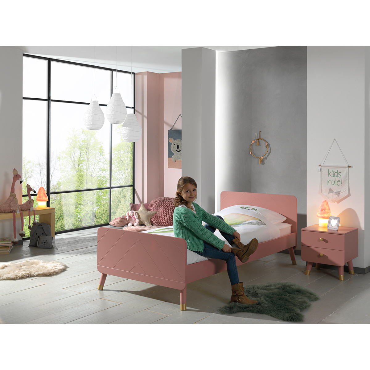 Vipack_billy_lit_90x200_chevet_2_tiroirs_rose_ambiance_1