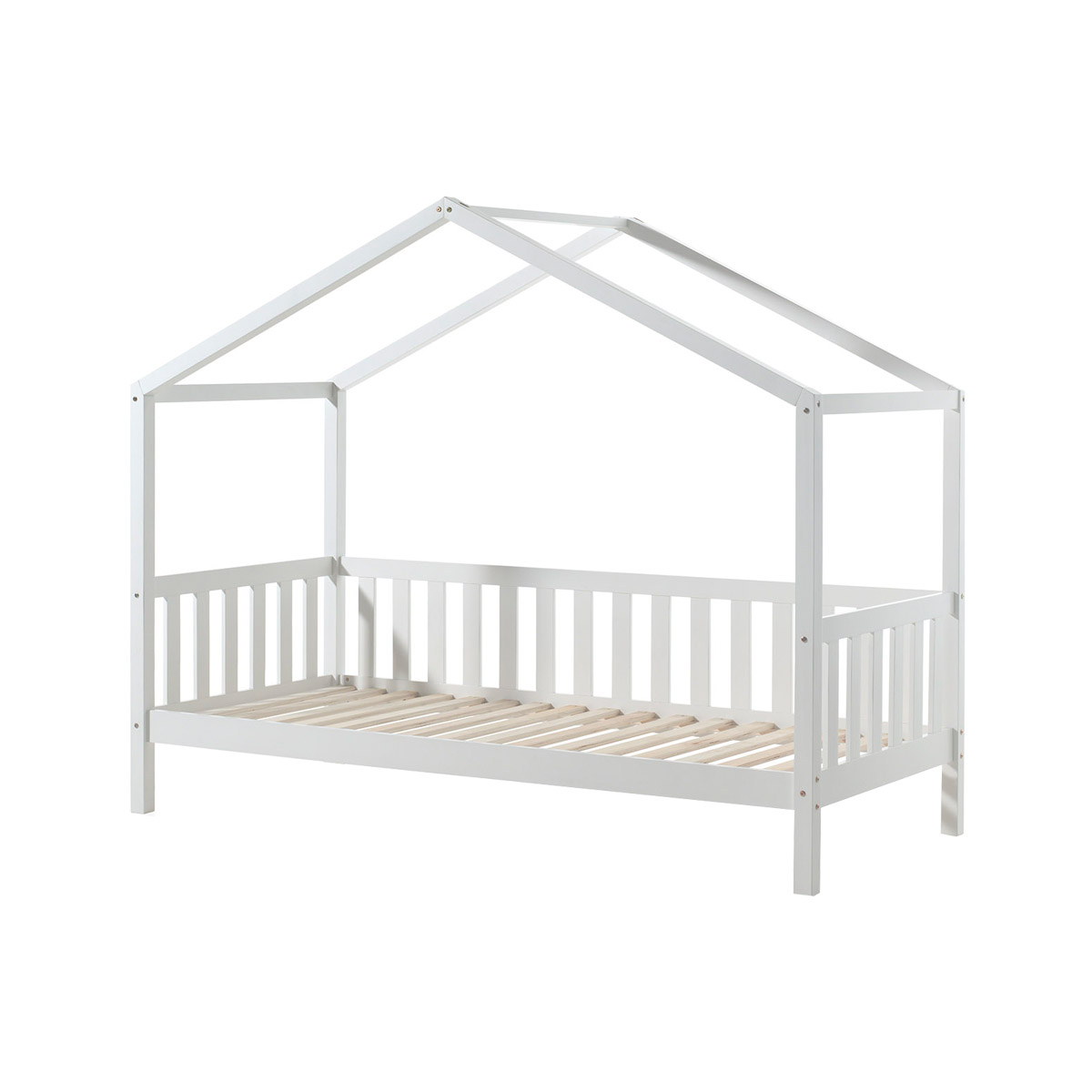 Lit cabane 90x200 barrière et sommier inclus pieds 10 cm Sofia - Blanc - Lits  cabanes/Lit cabane - tendresse de bébé