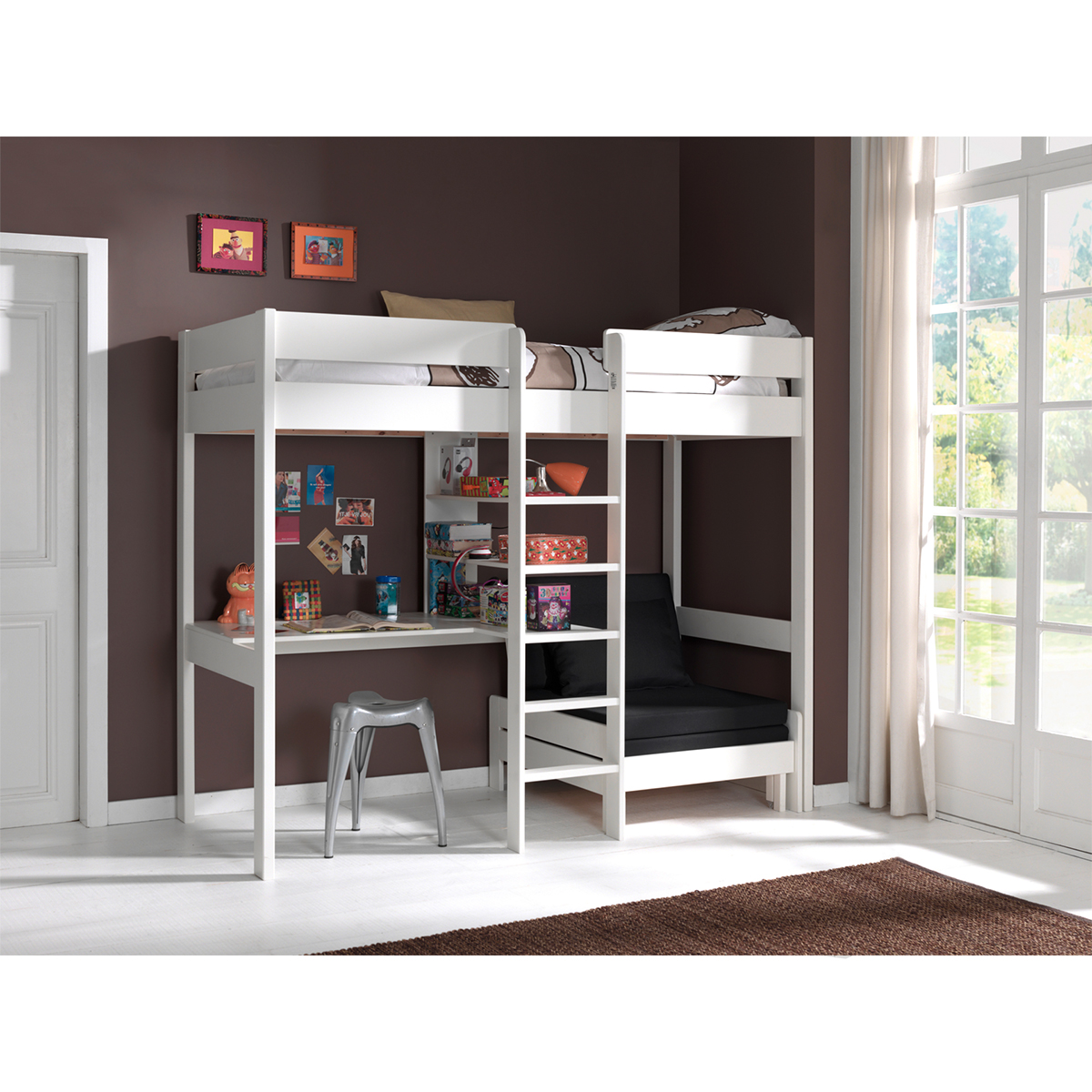 Vipack_Pino_lit_mezzanine_90x200_fauteuil_blanc_ambiance