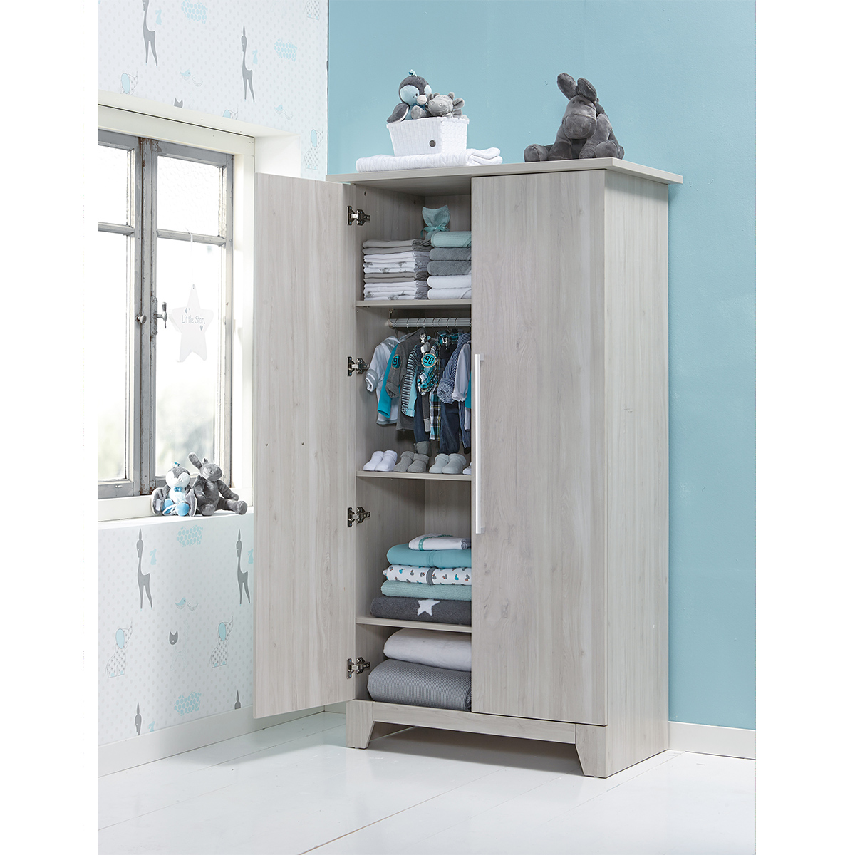 Chambre enfant London - avec armoire 3 portes - blanc