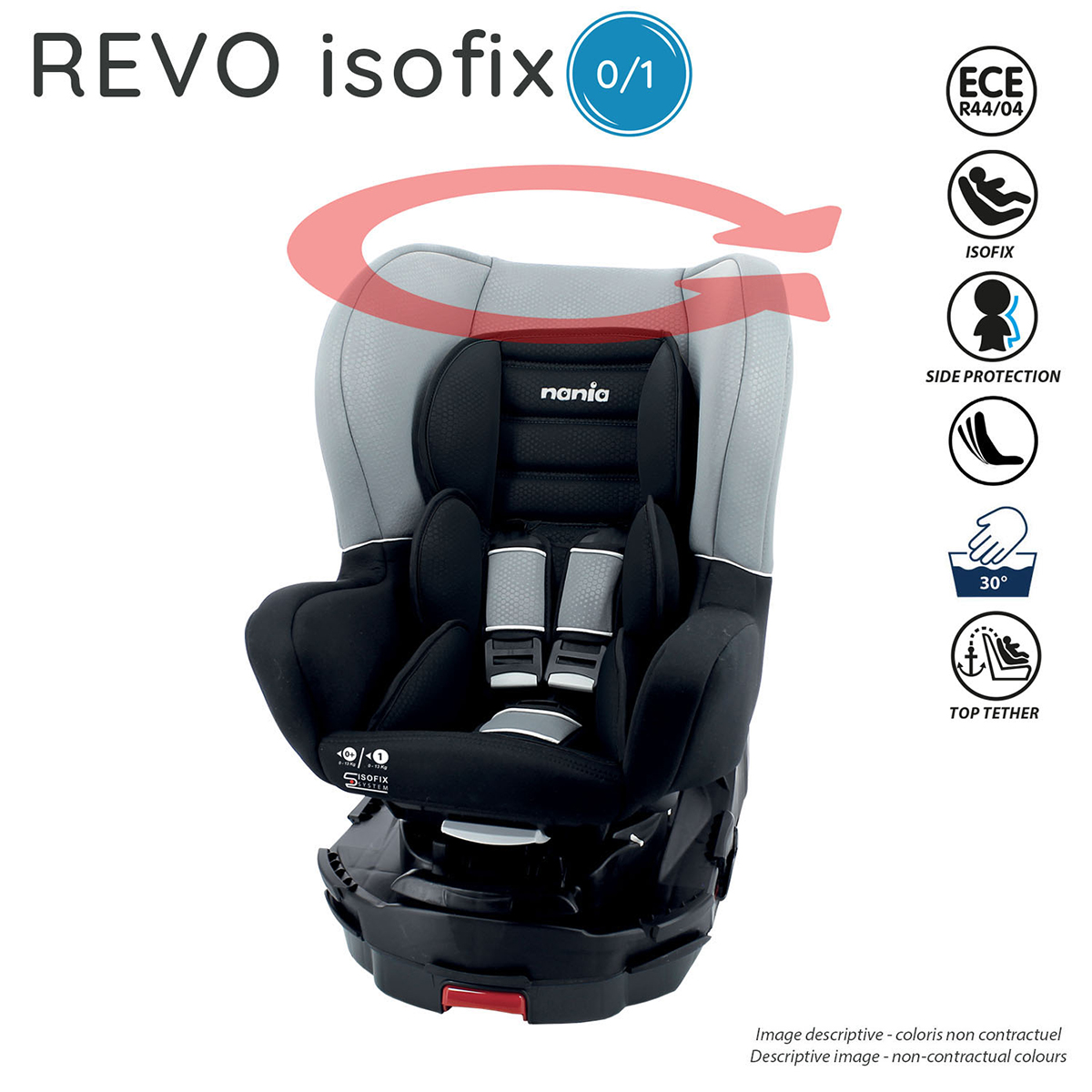 Siège Auto Enfant Pivotant 360° I-Size 0-12 Ans (40-150 Cm) - ISOFIX + Top Tether - Testé ADAC - Housse Lavable - 2