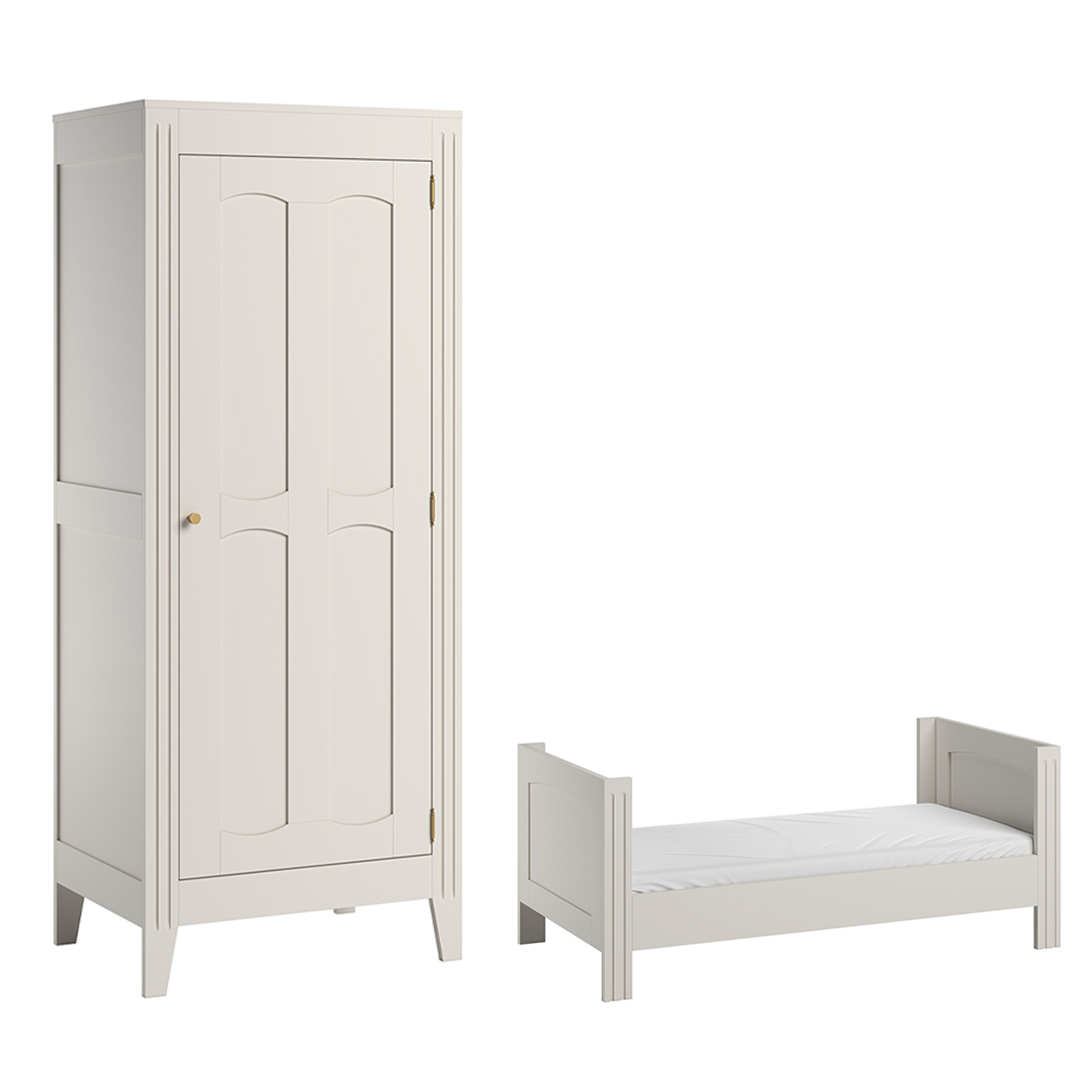 Lit évolutif 70x140 et armoire 1 porte Vox Milenne - Blanc