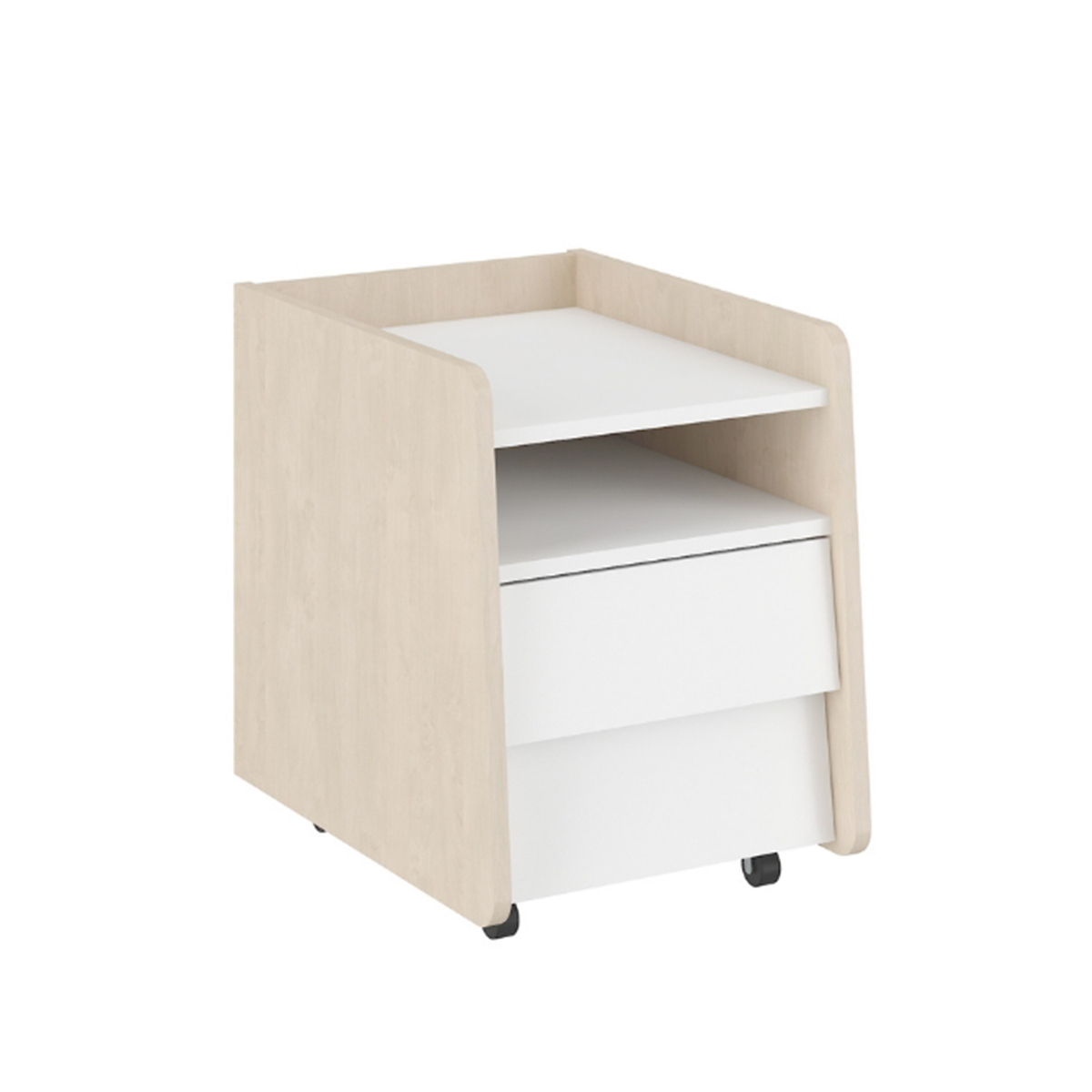 Chevet 2 tiroirs Bellamy So Sixty - Blanc et bois