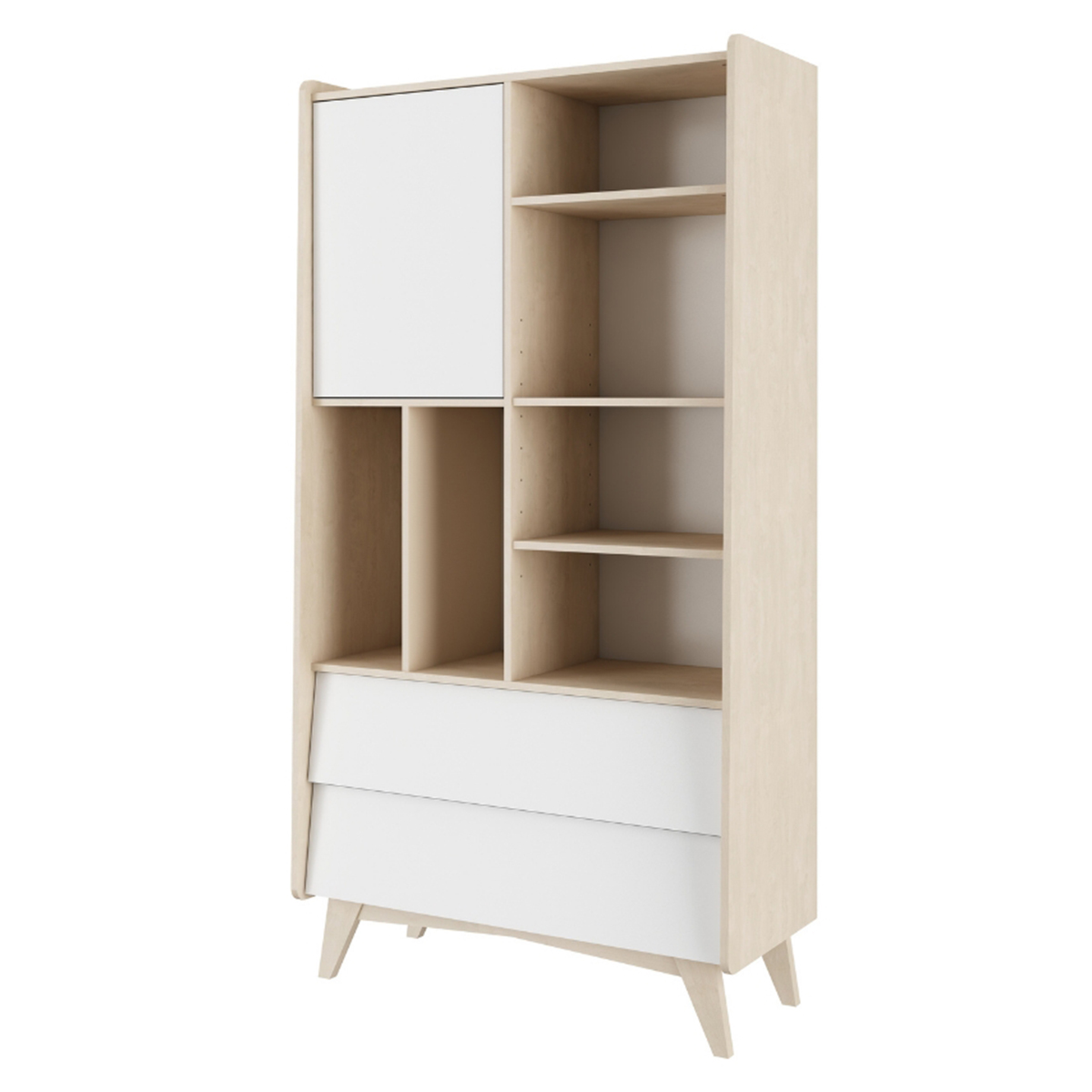 Bibliothèque Bellamy So Sixty - Blanc et bois