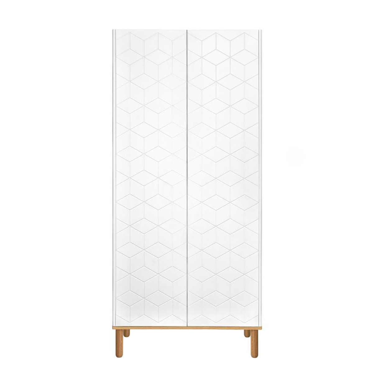 Armoire 2 portes Bellamy Toteme Cube Blanc et bois Rangements