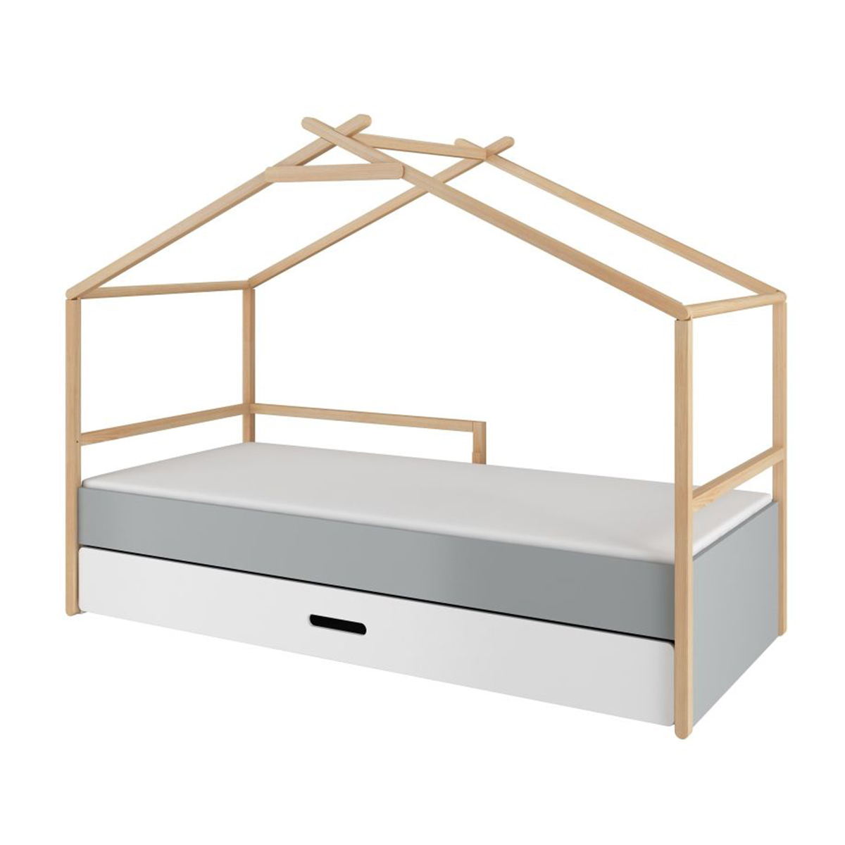 Lit cabane 90x200 barrière et sommier inclus pieds 10 cm Sofia - Blanc - Lits  cabanes/Lit cabane - tendresse de bébé