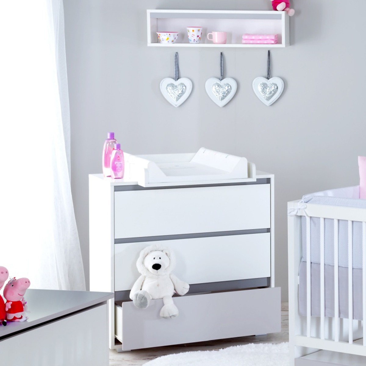 Chambre complète lit bébé - commode à langer - armoire 3 portes LittleSky  by Klups Dalia - Blanc - Packs bébé/Chambre complète - petits-meubles