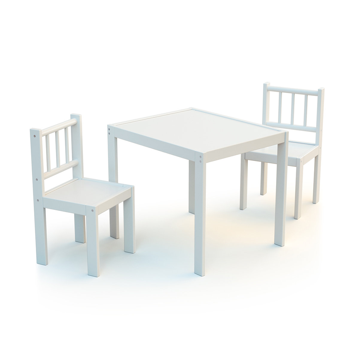 Ensemble table et 2 chaises enfant AT4 Webaby - Blanc