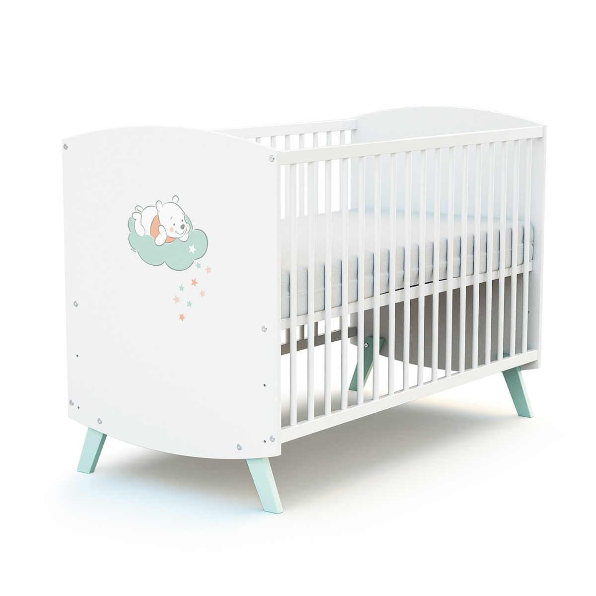 Lit bébé 60x120 AT4 Winnie Disney - Blanc et hêtre - Lits/Lit bébé -  tendresse de bébé