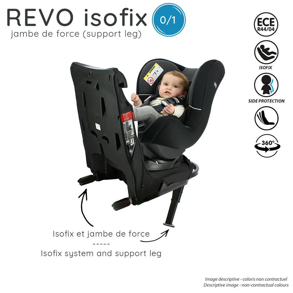 Siège auto ISOFIX et pivotant 360 0-18kg Nania Revo - Fabriqué en France -  London - Siège Auto/Groupe 0+ à 0+/1 (Naissance à 18kg) - tendresse de bébé
