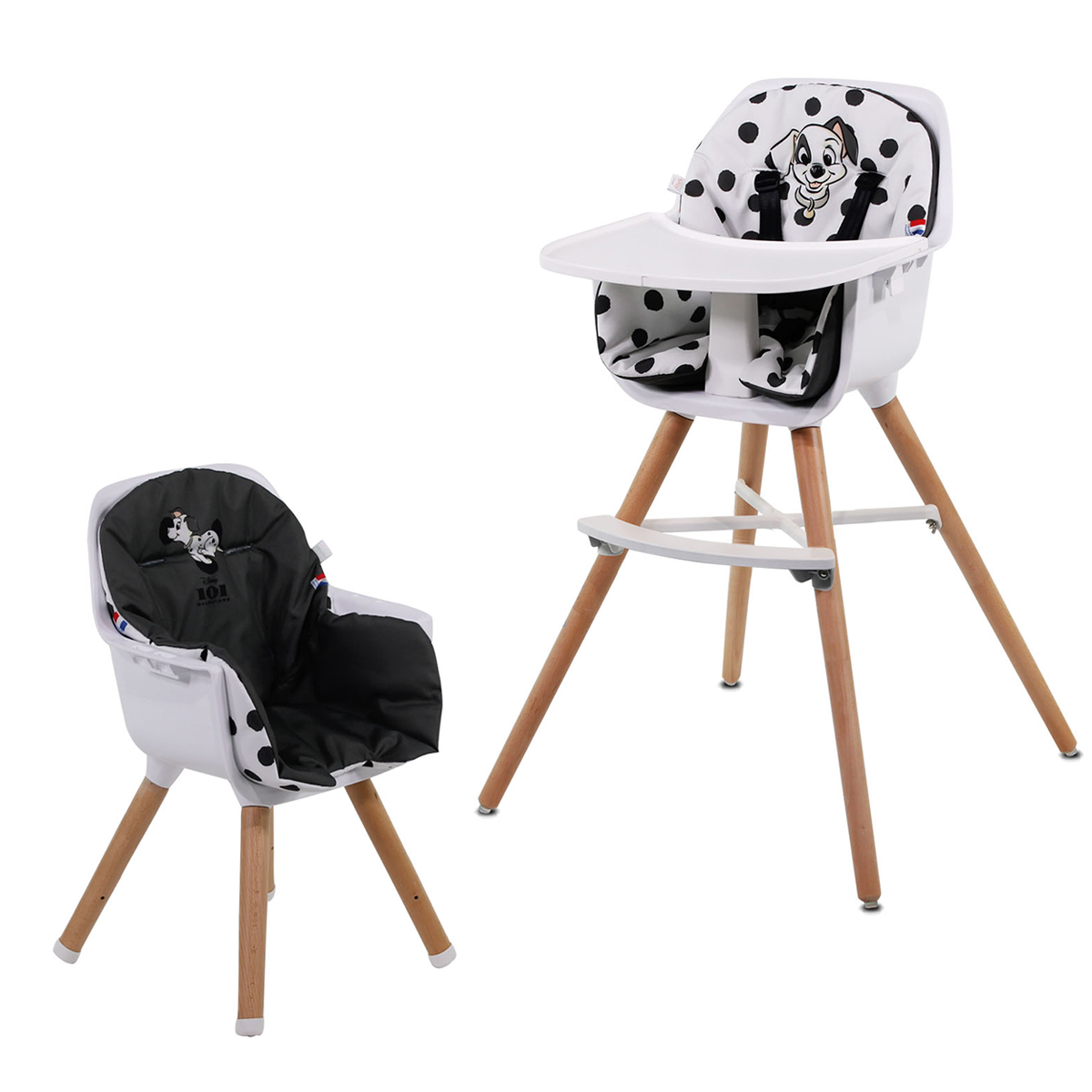 Chaise haute évolutive 2 en 1 Nania Paulette - Fabriquée en France - Disney 101 Dalmatiens