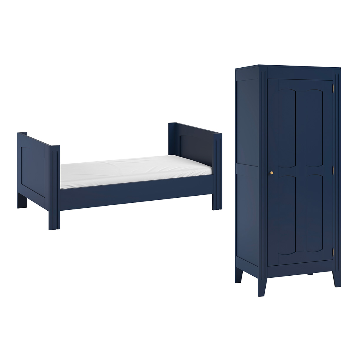 Lit évolutif 70x140 et armoire 1 porte Vox Milenne - Bleu