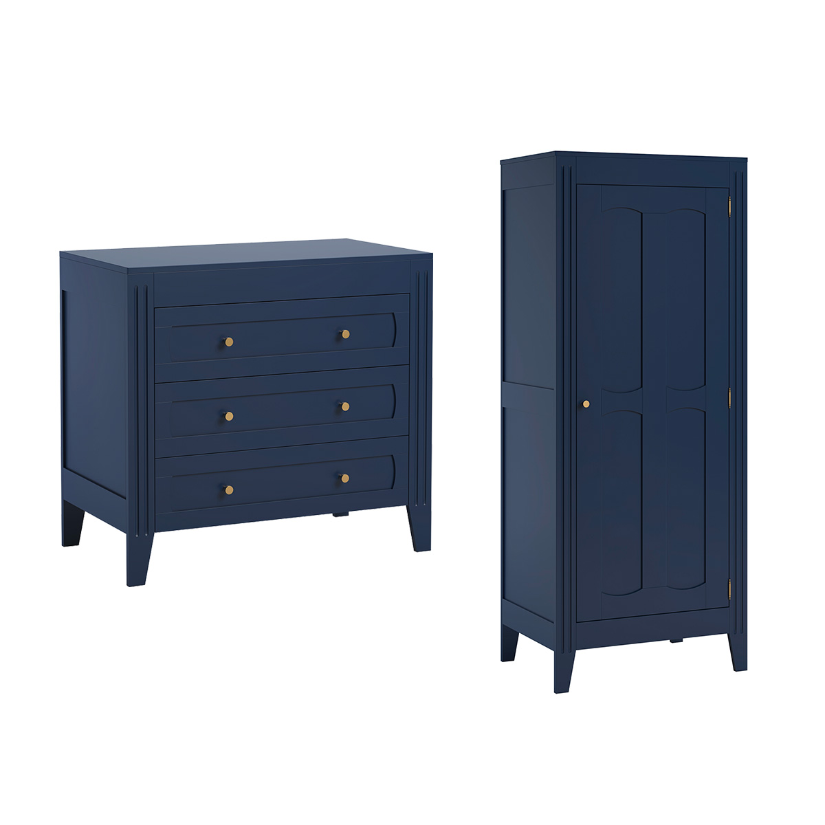 Commode 3 tiroirs et armoire 1 porte Vox Milenne - Bleu