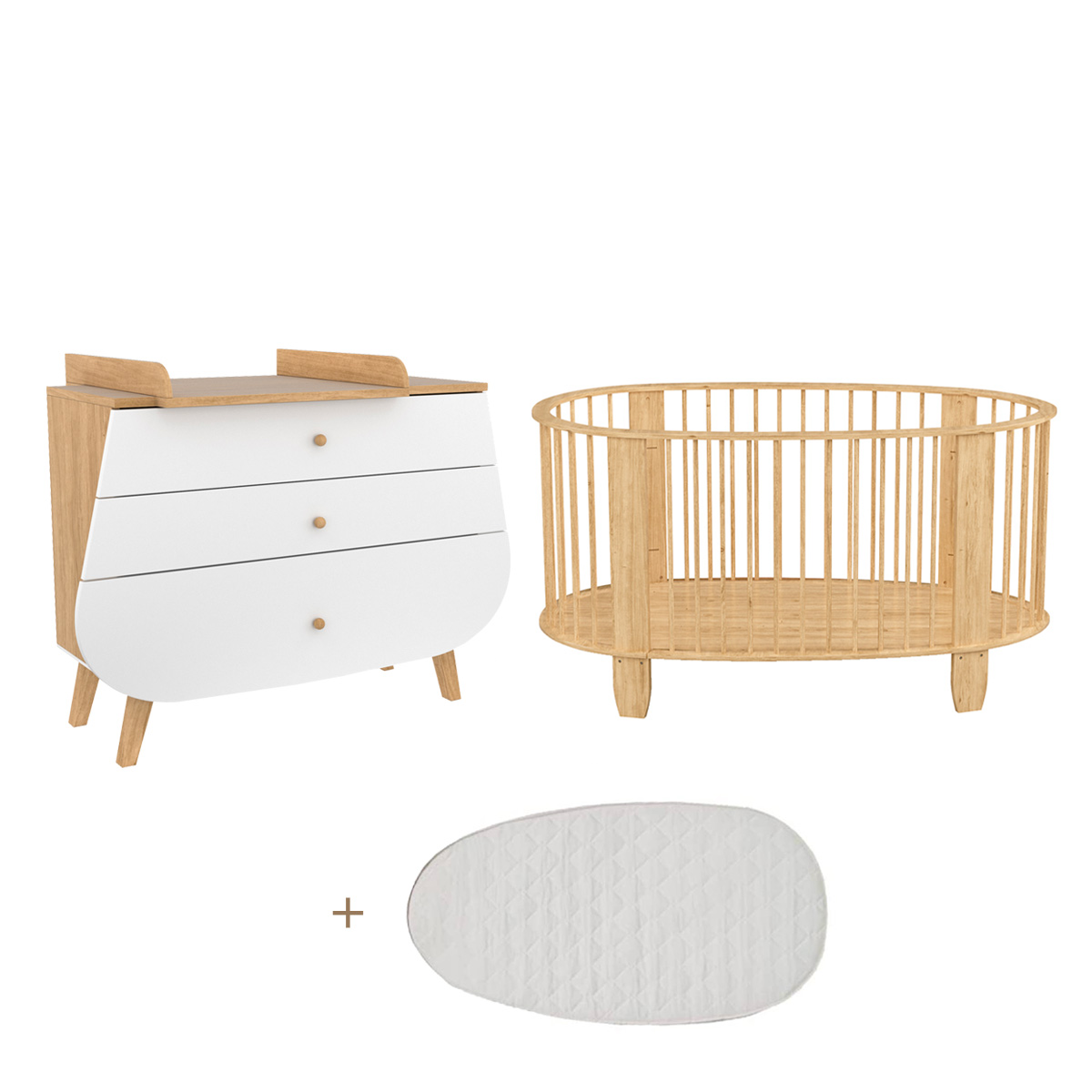 Lit bébé pliant 60x120 hêtre verni