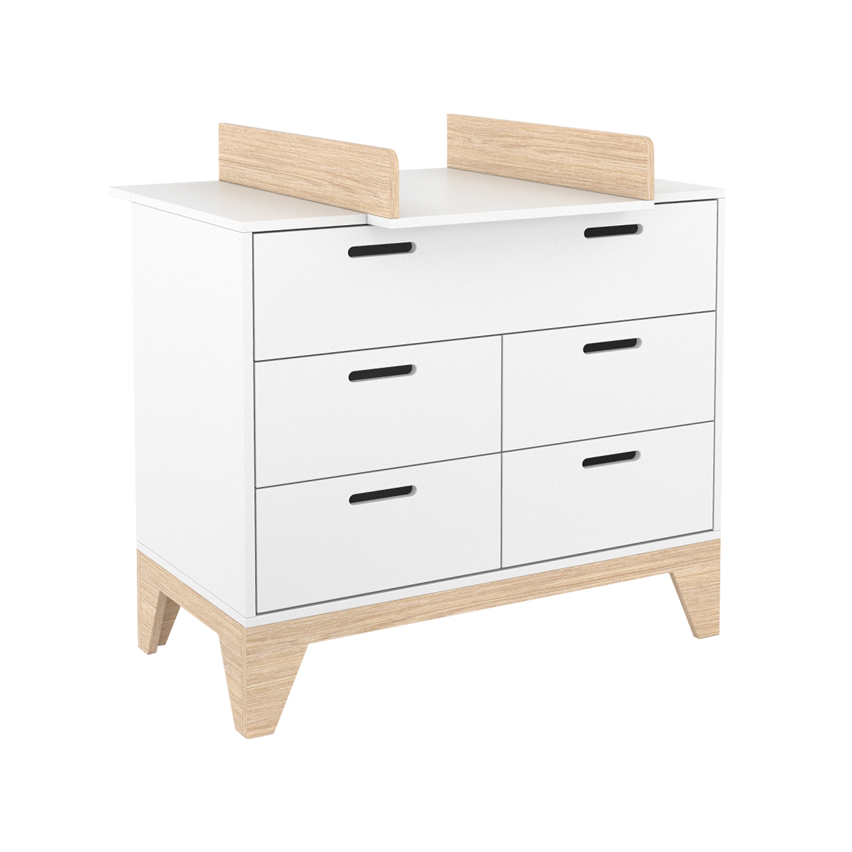 Commode avec plan à langer Songes et Rigolades Mia - Blanc et Bois