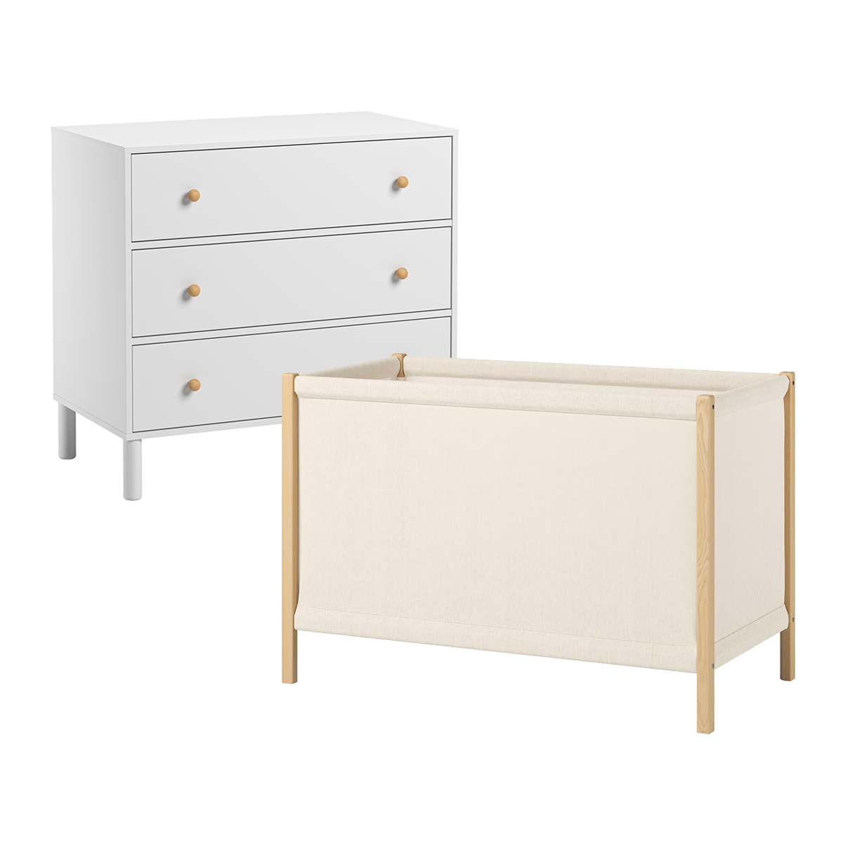 Commode TELA Blanc/Bois VOX, Vente en ligne de Commode à langer